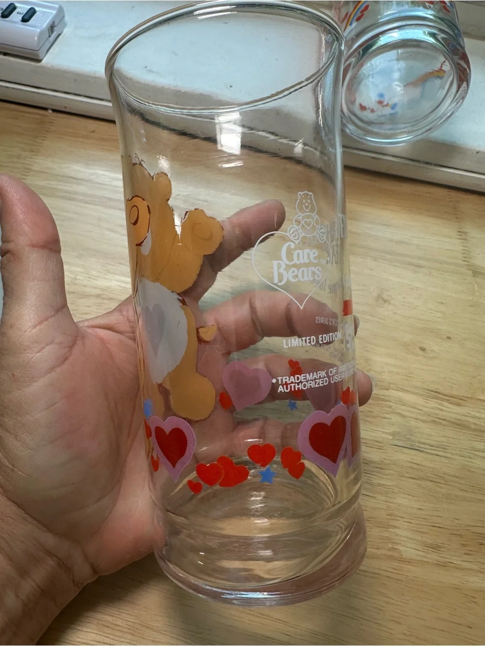Vintage Care Bears Drinking Glasses - tenderHeart & cheer bear Rainbow
